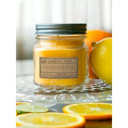 Aromatic Fables Yellow Citrus Squeeze Scented Square Glass Jar Candle-picture-10