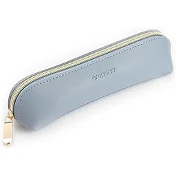 Vegan Leather Pencil Case & Organizer - Portable Premium Zipper Pouch for School, Office, and Travel - Multi-Use Organizer for Stationery|Cosmetic|Makeup Brushes-21cm x 5cm - Blue-image-2