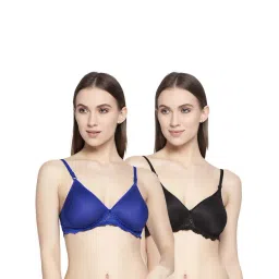 AROUSY Black & Blue Cotton Lace Work T-Shirt Bras - Pack Of 2-picture-33