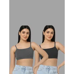 AROUSY Black & Grey Cotton Beginner's Bras - Pack Of 2-picture-18