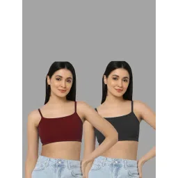 AROUSY Black & Maroon Cotton Beginner's Bras - Pack Of 2-picture-26