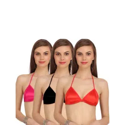 AROUSY Black & Pink Cotton Backless Bras - Pack Of 3-picture-27