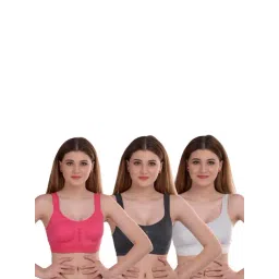 AROUSY Black & Pink Cotton Beginner's Bras - Pack Of 3-picture-45