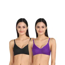 AROUSY Black & Purple Cotton Everyday Bras - Pack Of 2-picture-38