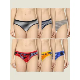 AROUSY Black & White Striped Hipster Panties - Pack Of 6-picture-34