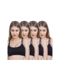 AROUSY Black Cotton Bralette Bra - Pack Of 4-picture-38