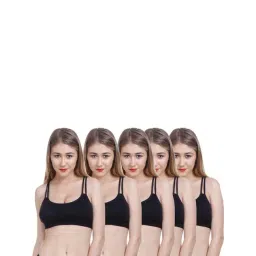 AROUSY Black Cotton Bralette Bras - Pack Of 5-picture-36