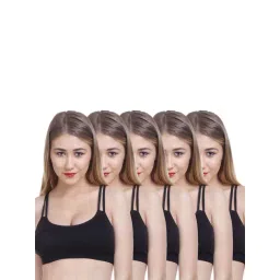 AROUSY Black Cotton Bralette Bras - Pack Of 5-picture-47