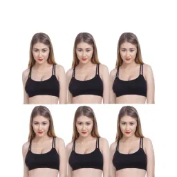 AROUSY Black Cotton Bralette Bras - Pack Of 6-picture-16