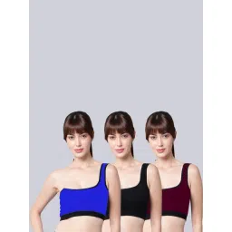 AROUSY Blue & Black Cotton Beginner's Bra - Pack Of 3-picture-44