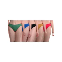 AROUSY Blue & Black Cotton Bikini Panties - Pack Of 5-picture-39