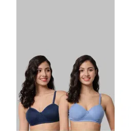 AROUSY Blue & Green Cotton Demi Cup Bras - Pack Of 2-picture-32