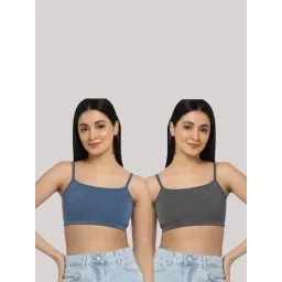 AROUSY Blue & Grey Cotton Beginner's Bra - Pack Of 2-picture-27