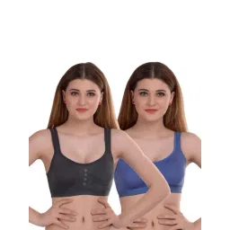 AROUSY Blue & Grey Cotton Beginner's Bras - Pack Of 2-picture-17