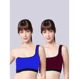 AROUSY Blue & Maroon Cotton Bandeau Bras - Pack Of 2-picture-25