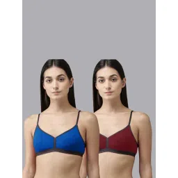 AROUSY Blue & Maroon Cotton Everyday Bras - Pack Of 2-picture-35