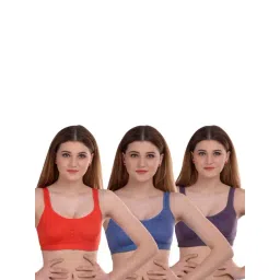 AROUSY Blue & Orange Cotton Beginner's Bras - Pack Of 3-picture-48