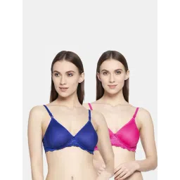 AROUSY Blue & Pink Cotton Self Pattern T-Shirt Bra - Pack Of 2-picture-25