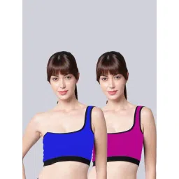 AROUSY Blue & Purple Cotton Bralette Bra - Pack Of 2-picture-17