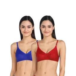 AROUSY Blue & Red Cotton Everyday Bras - Pack Of 2-picture-38