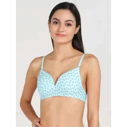AROUSY Blue Cotton Printed Plunge Bra-picture-12