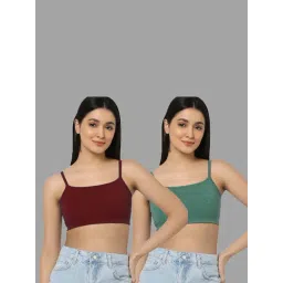 AROUSY Green & Maroon Cotton Beginner's Bras - Pack Of 2-picture-41