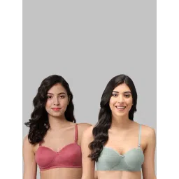 AROUSY Green & Pink Cotton Demi Cup Bras - Pack Of 2-picture-15
