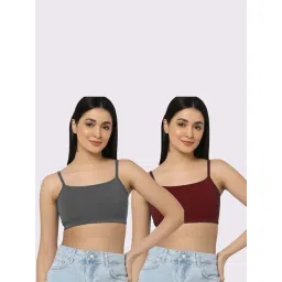 AROUSY Grey & Maroon Cotton Beginner's Bras - Pack Of 2-picture-26