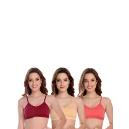 AROUSY Maroon & Beige Cotton Beginner's Bras - Pack Of 3-picture-37