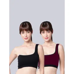 AROUSY Maroon & Black Cotton Bralette Bra - Pack Of 2-picture-15