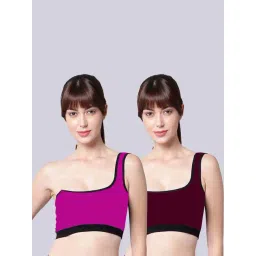 AROUSY Maroon & Purple Cotton Bandeau Bras - Pack Of 2-picture-10