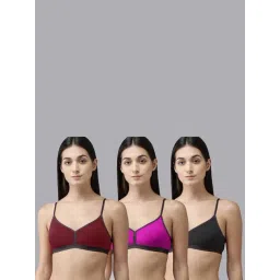 AROUSY Maroon & Purple Cotton Everyday Bras - Pack Of 3-picture-11