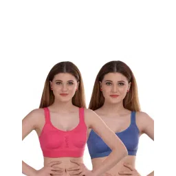 AROUSY Pink & Blue Cotton Beginner's Bra - Pack Of 2-picture-25