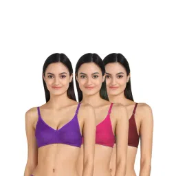 AROUSY Pink & Purple Cotton Everyday Bras - Pack Of 3-picture-34