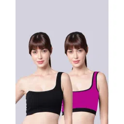 AROUSY Purple & Black Cotton Bandeau Bras - Pack Of 2-picture-44