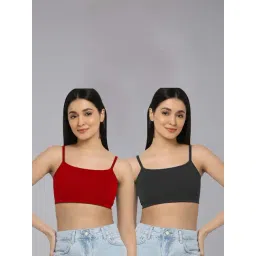 AROUSY Red & Black Cotton Beginner's Bra - Pack Of 2-picture-23