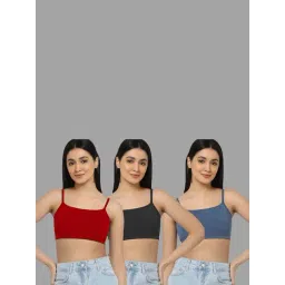 AROUSY Red & Black Cotton Beginner's Bras - Pack Of 3-picture-30