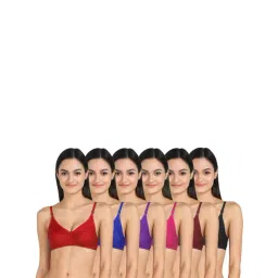 AROUSY Red & Blue Cotton Everyday Bras - Pack Of 6-picture-10