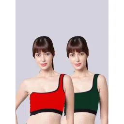 AROUSY Red & Green Cotton Bandeau Bras - Pack Of 2-picture-39