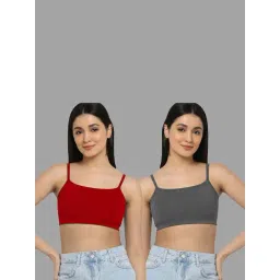 AROUSY Red & Grey Cotton Beginner's Bras - Pack Of 2-picture-45