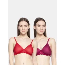 AROUSY Red & Maroon Cotton Self Pattern T-Shirt Bra - Pack Of 2-picture-20