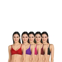 AROUSY Red & Purple Cotton Everyday Bra - Pack Of 5-picture-10