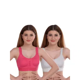 AROUSY White & Pink Cotton Beginner's Bras - Pack Of 2 image 1