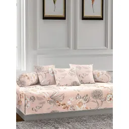 Arrabi 6 Pcs Beige & Grey Floral Printed Diwan-image-10