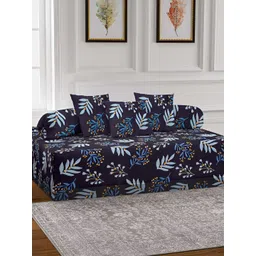 Arrabi 6-Pcs Black & Blue Printed Diwan Set-image-36