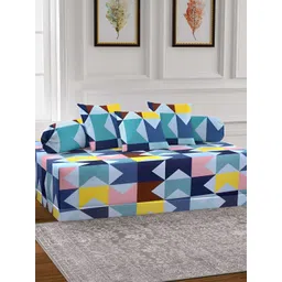 Arrabi 6-Pcs Blue & Yellow Printed Diwan Set-image-39