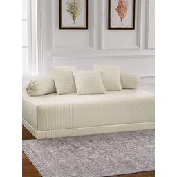 Arrabi 6-Pcs Cream-Color & Brown Printed Diwan Set-image-4