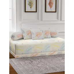 Arrabi 6-Pcs Cream-Color & Yellow Printed Diwan Set-image-34