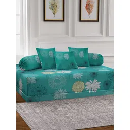 Arrabi 6-Pcs Green & White Printed Diwan Set-image-23