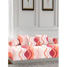 Arrabi 6 Pcs Pink & Off White Printed Diwan-image-2